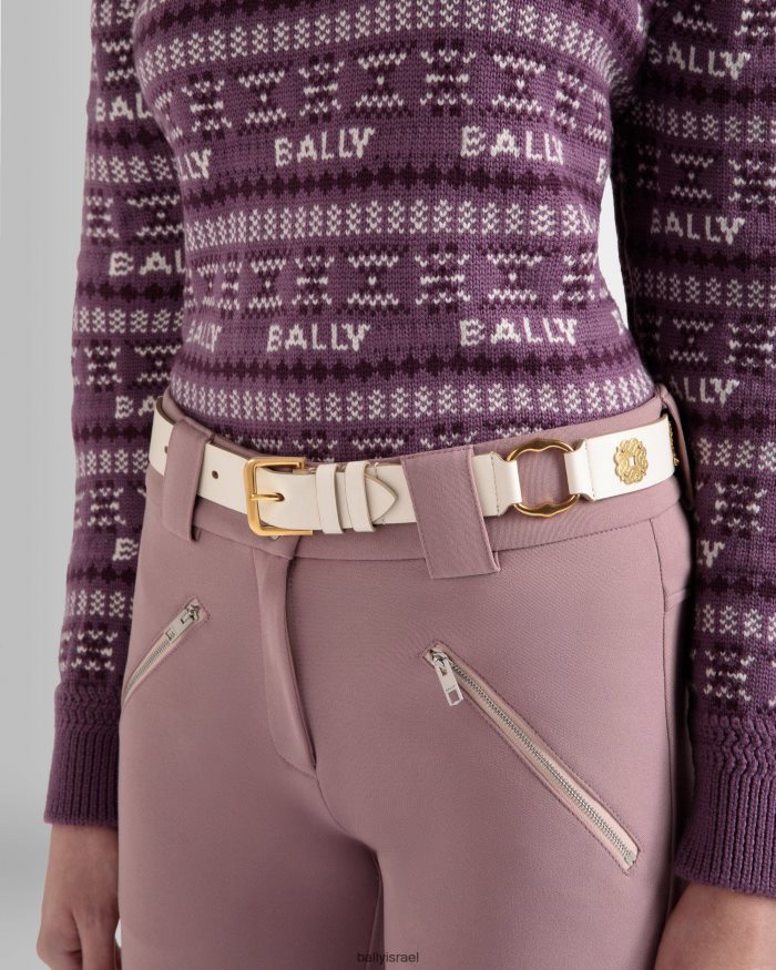 לבן Bally ארקל מעור חגורה 105 ס