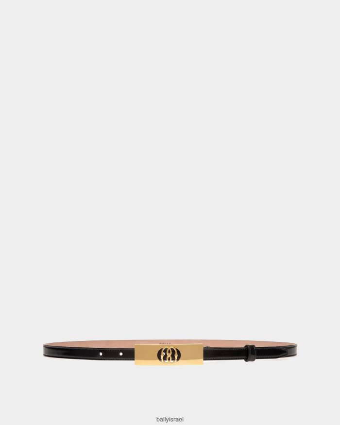 שָׁחוֹר Bally סמל חגורה 15 מ"מ עור פטנט נשים אביזרים AS12D29