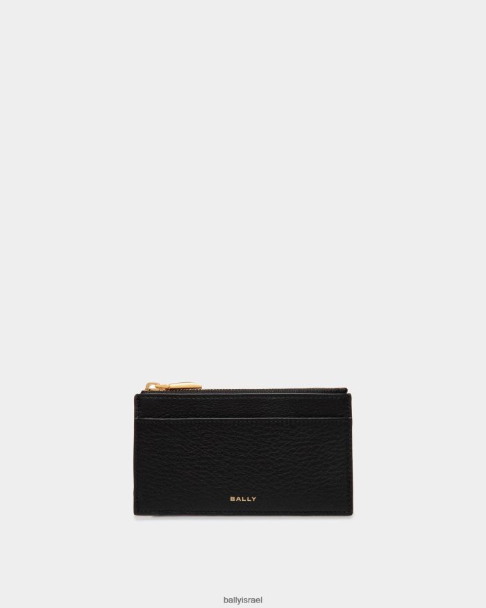 שָׁחוֹר Bally עור מחזיק כרטיס רוכסן 7 סמ"ק גברים אביזרים AS12D469