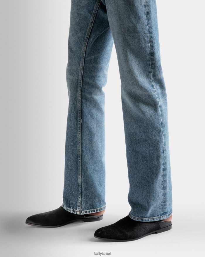 שָׁחוֹר Bally עור עגל שיער שטוח וגאס גברים הַנעָלָה AS12D1012