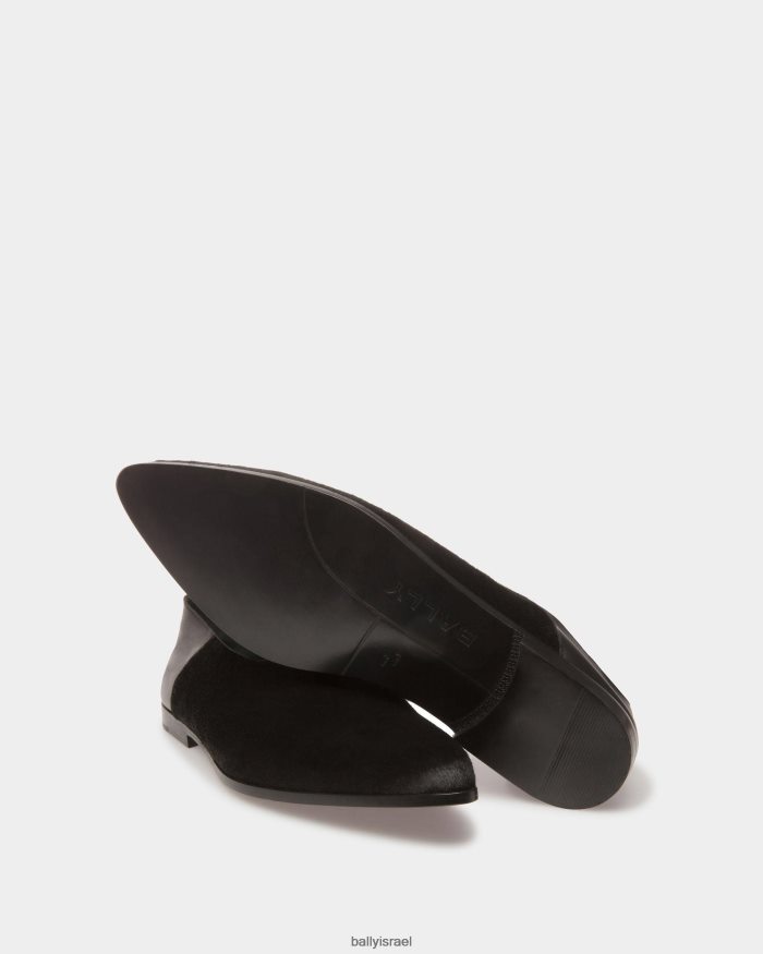 שָׁחוֹר Bally עור עגל שיער שטוח וגאס גברים הַנעָלָה AS12D1012