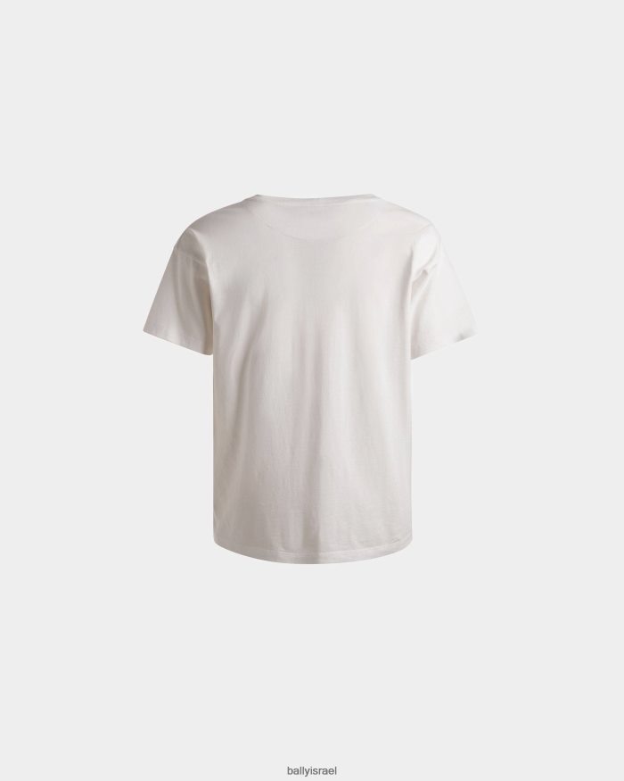 לבן Bally חולצת טריקו בהדפס רכבת כותנה גברים הַלבָּשָׁה AS12D1014