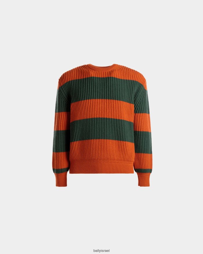תפוז Bally סוודר עם צווארון פסים וצמר קלי גברים הַלבָּשָׁה AS12D1063