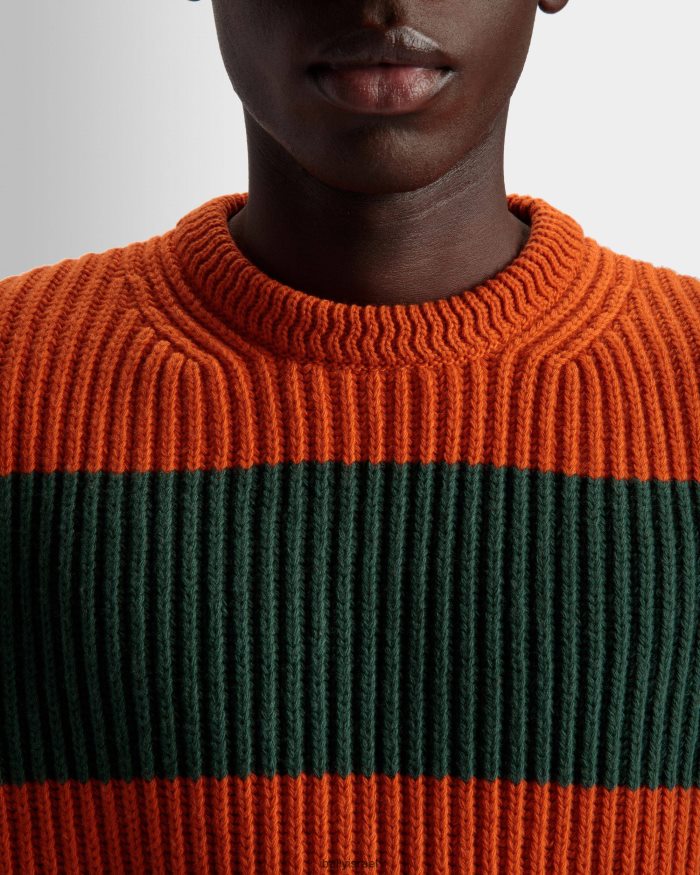 תפוז Bally סוודר עם צווארון פסים וצמר קלי גברים הַלבָּשָׁה AS12D1063