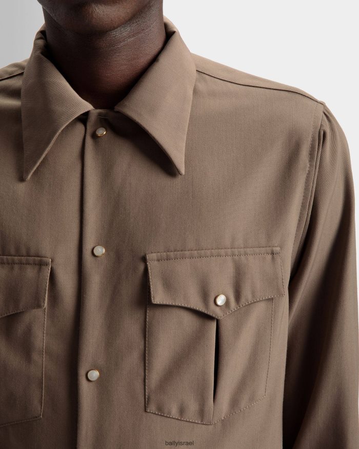 חום Bally חולצת צווארון מחודד גברים הַלבָּשָׁה AS12D1065