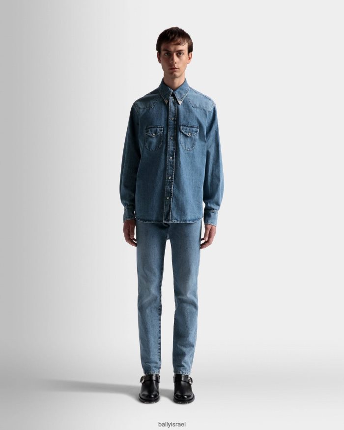 כְּחוֹל Bally חולצה מערבית גברים הַלבָּשָׁה AS12D1073
