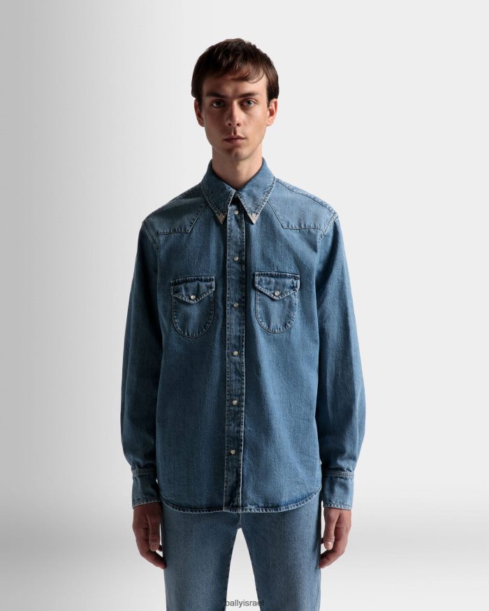 כְּחוֹל Bally חולצה מערבית גברים הַלבָּשָׁה AS12D1073