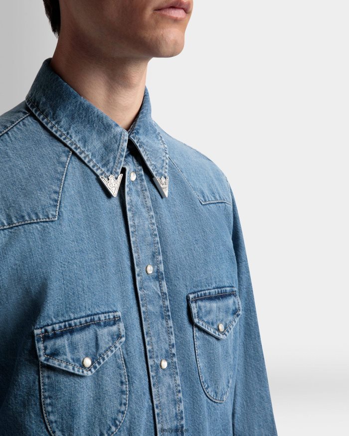 כְּחוֹל Bally חולצה מערבית גברים הַלבָּשָׁה AS12D1073