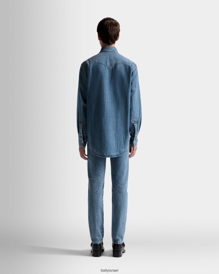 כְּחוֹל Bally חולצה מערבית גברים הַלבָּשָׁה AS12D1073