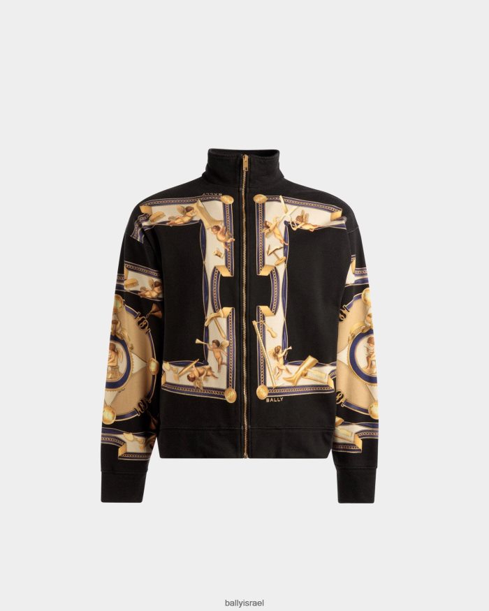 שָׁחוֹר Bally סווטשירט מודפס כותנה גברים הַלבָּשָׁה AS12D1074