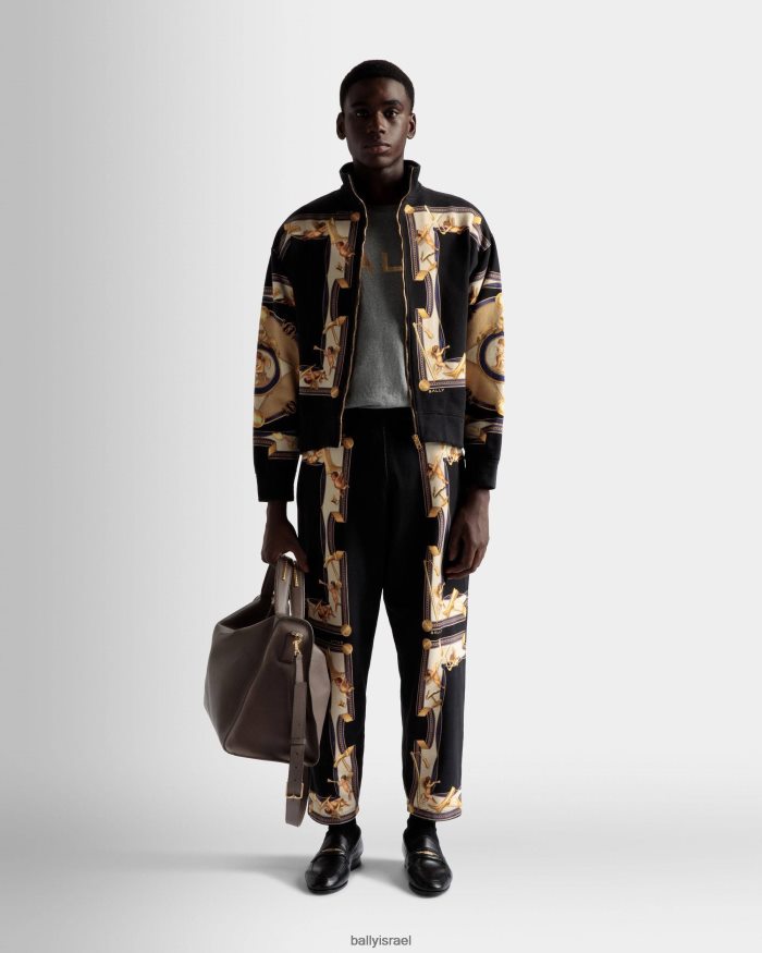 שָׁחוֹר Bally סווטשירט מודפס כותנה גברים הַלבָּשָׁה AS12D1074