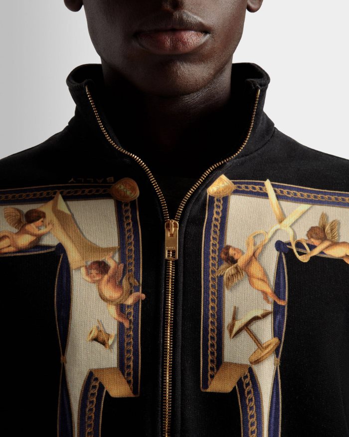 שָׁחוֹר Bally סווטשירט מודפס כותנה גברים הַלבָּשָׁה AS12D1074