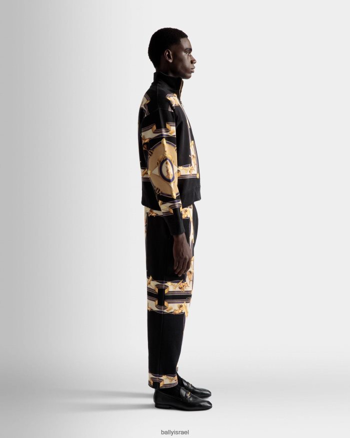 שָׁחוֹר Bally סווטשירט מודפס כותנה גברים הַלבָּשָׁה AS12D1074