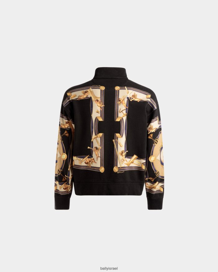 שָׁחוֹר Bally סווטשירט מודפס כותנה גברים הַלבָּשָׁה AS12D1074