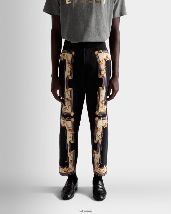 שָׁחוֹר Bally מכנסי טרנינג מודפס כותנה גברים הַלבָּשָׁה AS12D1075