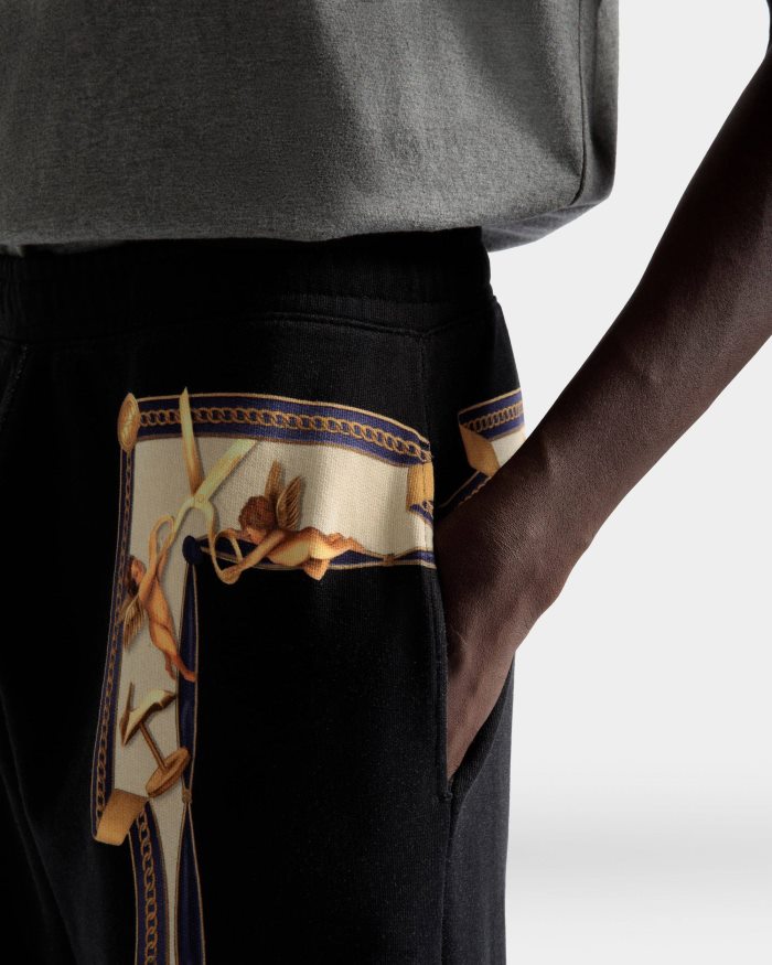 שָׁחוֹר Bally מכנסי טרנינג מודפס כותנה גברים הַלבָּשָׁה AS12D1075