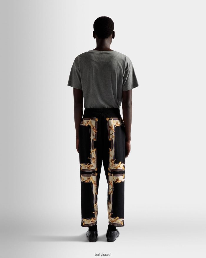 שָׁחוֹר Bally מכנסי טרנינג מודפס כותנה גברים הַלבָּשָׁה AS12D1075