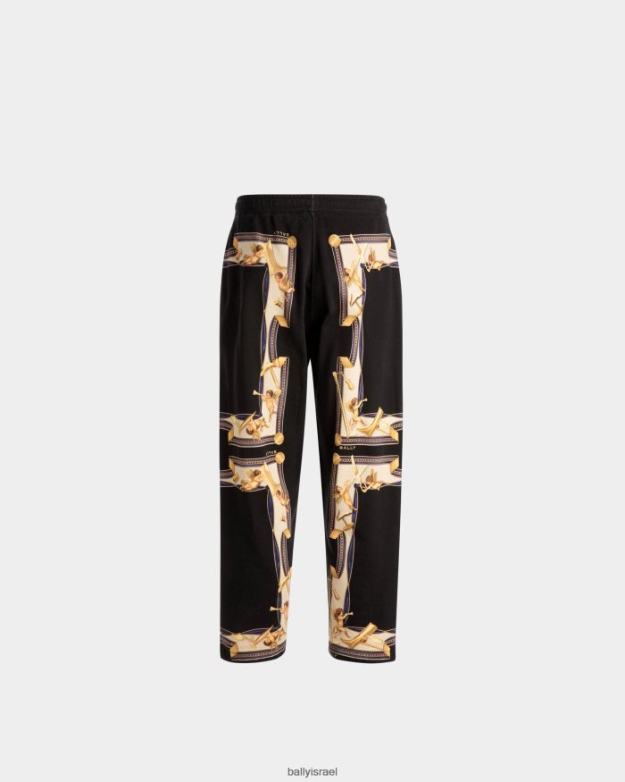 שָׁחוֹר Bally מכנסי טרנינג מודפס כותנה גברים הַלבָּשָׁה AS12D1075