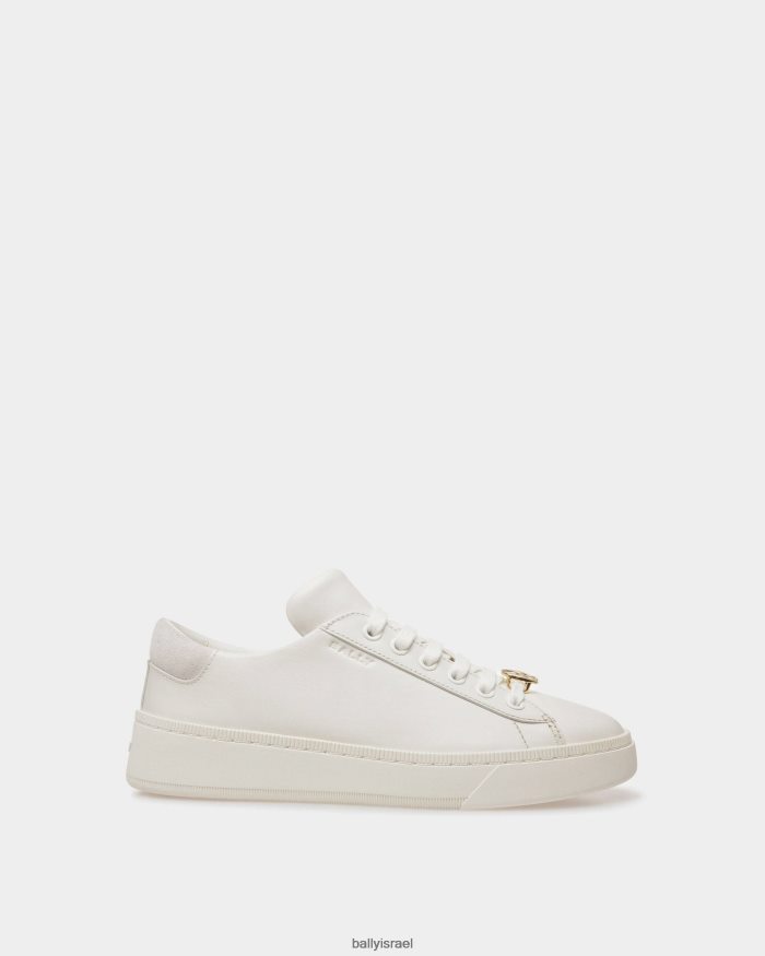לבן Bally להעלות נעלי ספורט עור נשים הַנעָלָה AS12D108