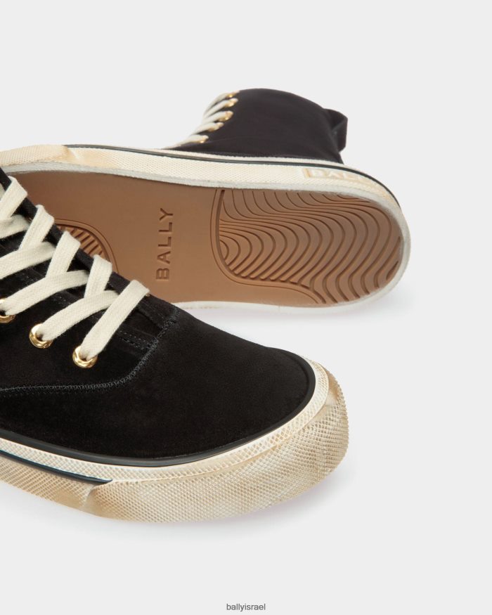 שָׁחוֹר Bally נעלי סניקרס גבוהות של סנטה אנה זמש גברים הַנעָלָה AS12D1089