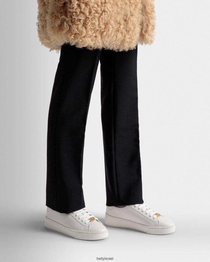 לבן Bally להעלות נעלי ספורט עור נשים הַנעָלָה AS12D108