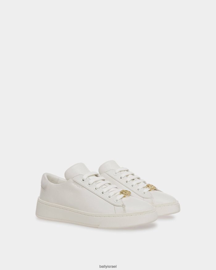 לבן Bally להעלות נעלי ספורט עור נשים הַנעָלָה AS12D108