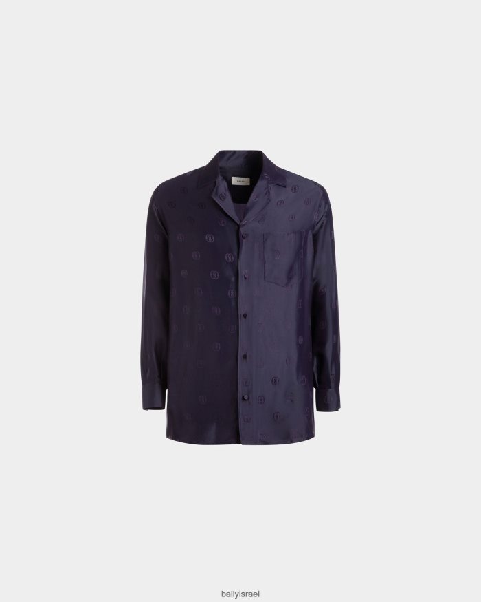 סַחְלָב Bally חולצה בהדפס סמל משי גברים הַלבָּשָׁה AS12D1094