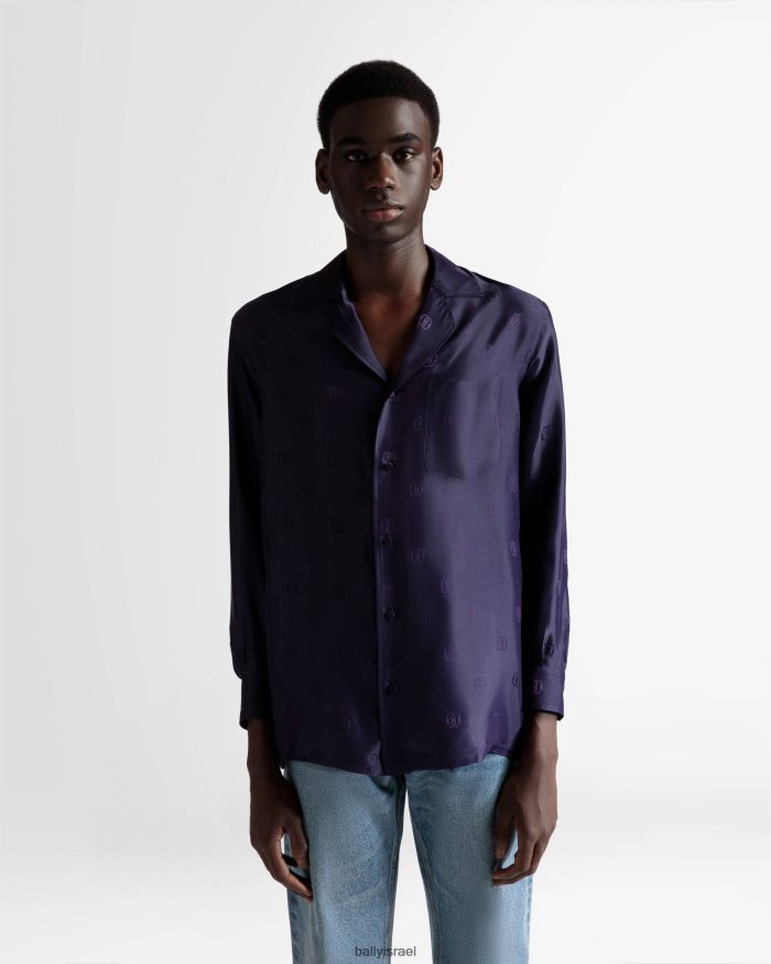 סַחְלָב Bally חולצה בהדפס סמל משי גברים הַלבָּשָׁה AS12D1094