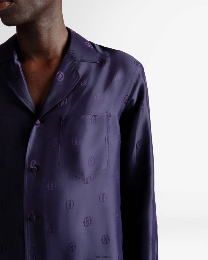 סַחְלָב Bally חולצה בהדפס סמל משי גברים הַלבָּשָׁה AS12D1094