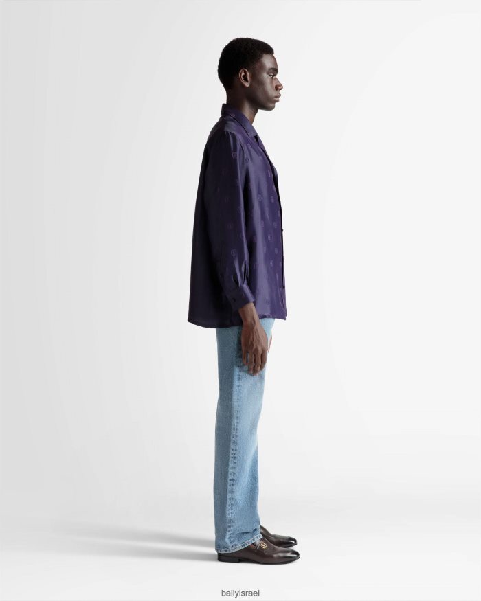 סַחְלָב Bally חולצה בהדפס סמל משי גברים הַלבָּשָׁה AS12D1094