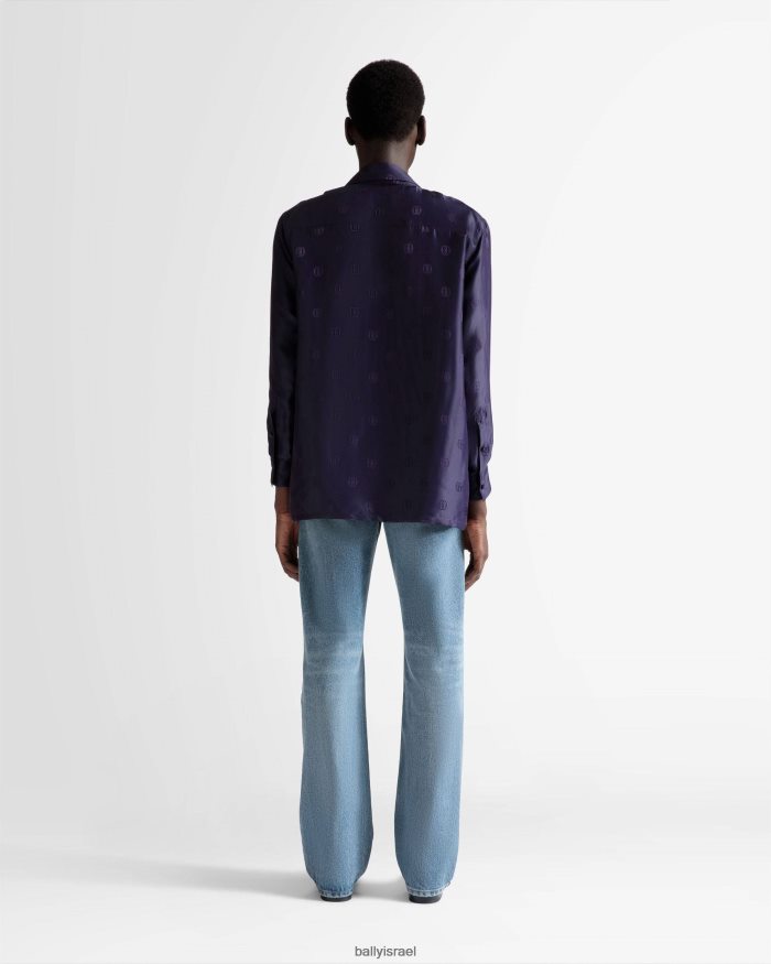 סַחְלָב Bally חולצה בהדפס סמל משי גברים הַלבָּשָׁה AS12D1094