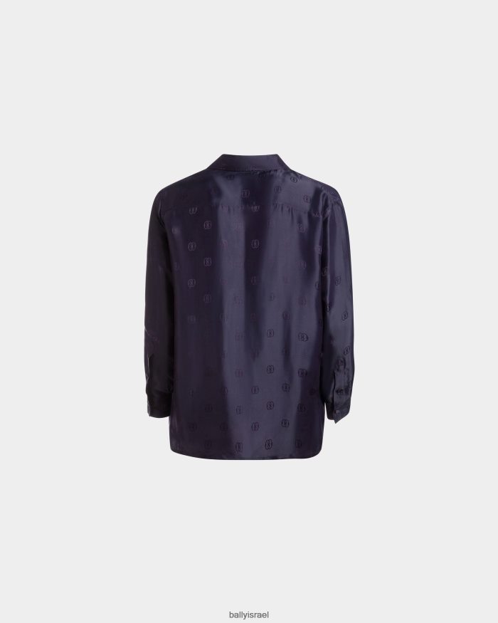 סַחְלָב Bally חולצה בהדפס סמל משי גברים הַלבָּשָׁה AS12D1094