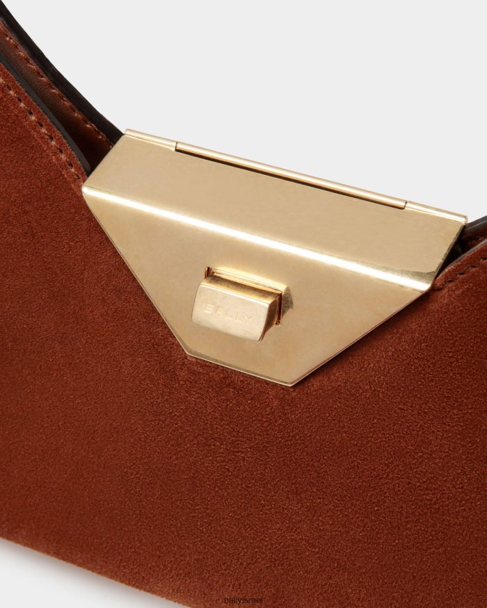 חום Bally תיק כתף קטן טרילינטי מעור זמש נשים אביזרים AS12D111