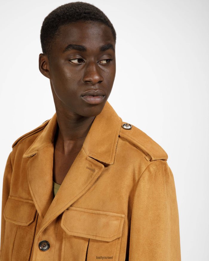 חום Bally מעיל בומבר מעור בלוזון גברים הַלבָּשָׁה AS12D1129