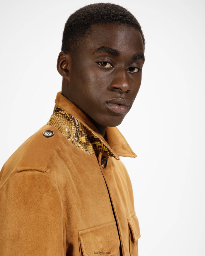 חום Bally מעיל בומבר מעור בלוזון גברים הַלבָּשָׁה AS12D1129