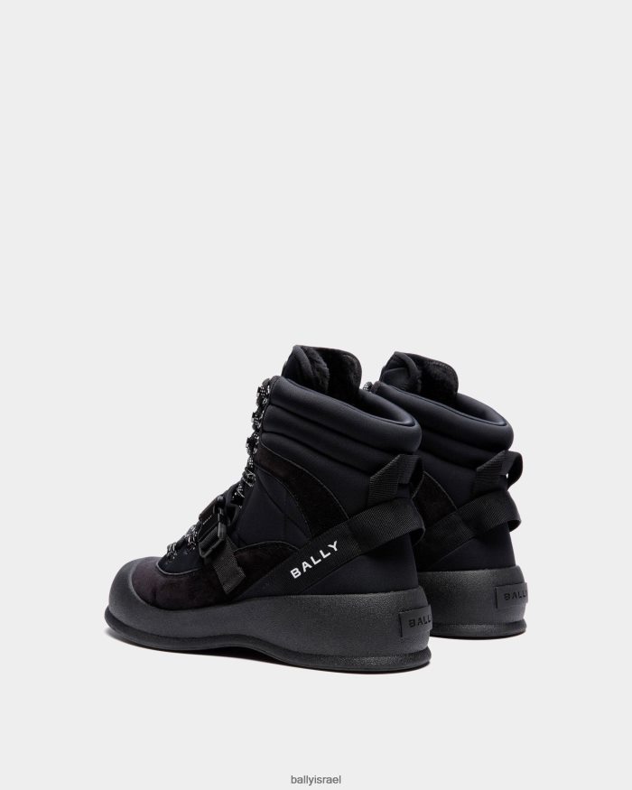 שָׁחוֹר Bally מגף שרוכי פרי ניילון נשים הַנעָלָה AS12D130