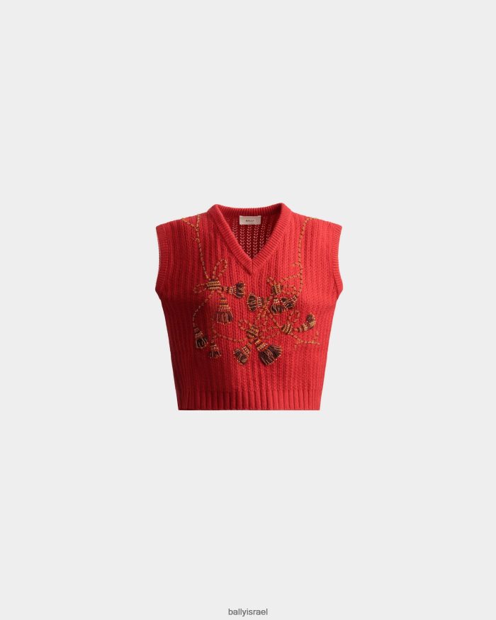 אָדוֹם Bally אפוד קשמיר נשים הַלבָּשָׁה AS12D133