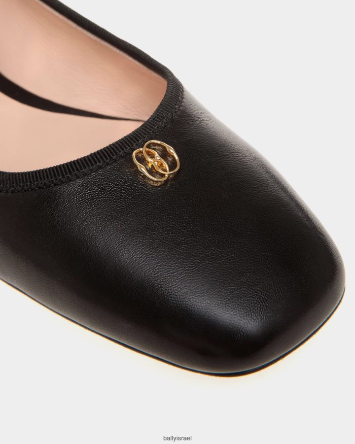 שָׁחוֹר Bally עור נאפה שטוח בלרינה נשים הַנעָלָה AS12D167