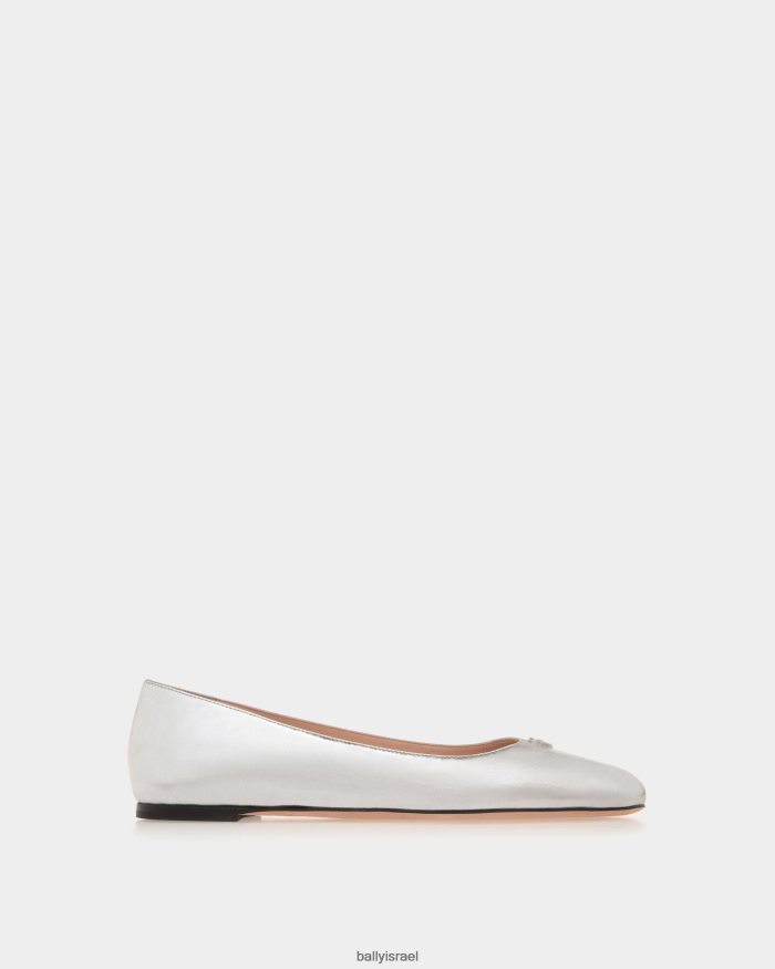 כסף Bally עור מתכתי שטוח בלרינה נשים הַנעָלָה AS12D172