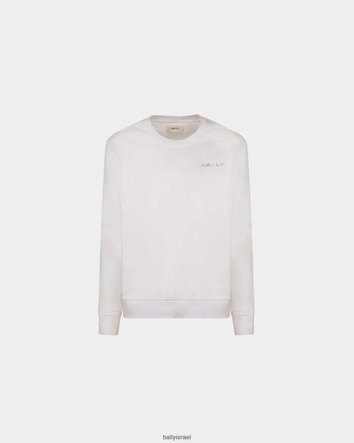 לבן Bally סווטשירט כותנה עם צווארון נשים הַלבָּשָׁה AS12D178