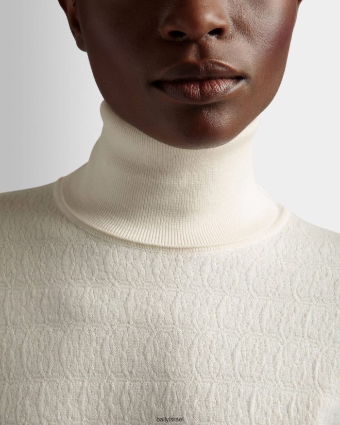 לבן Bally סוודר עם צווארון גליל נשים הַלבָּשָׁה AS12D19