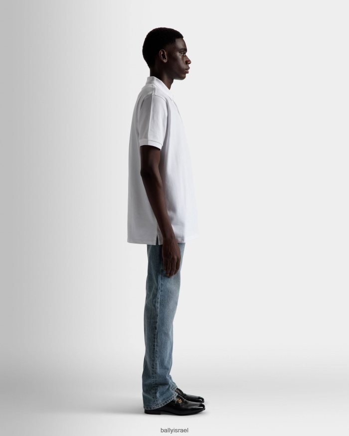 לבן Bally כותנה פולו שרוול קצר גברים הַלבָּשָׁה AS12D219