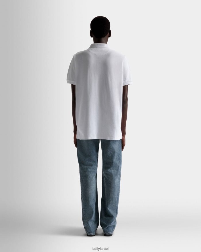 לבן Bally כותנה פולו שרוול קצר גברים הַלבָּשָׁה AS12D219