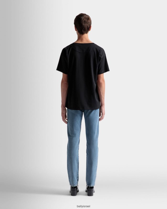 שָׁחוֹר Bally חולצת טריקו כותנה עם לוגו גברים הַלבָּשָׁה AS12D224