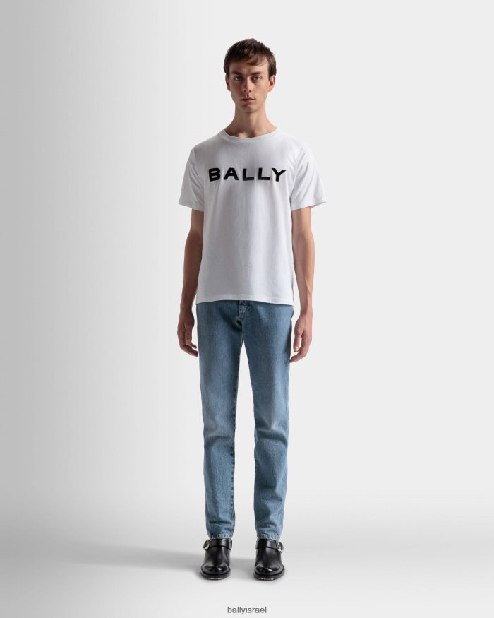 לבן Bally חולצת טריקו כותנה עם לוגו גברים הַלבָּשָׁה AS12D225