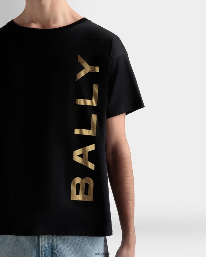 שָׁחוֹר Bally חולצת טריקו כותנה גברים הַלבָּשָׁה AS12D229