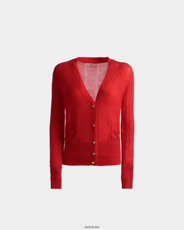 אָדוֹם Bally קרדיגן סריג נשים הַלבָּשָׁה AS12D25