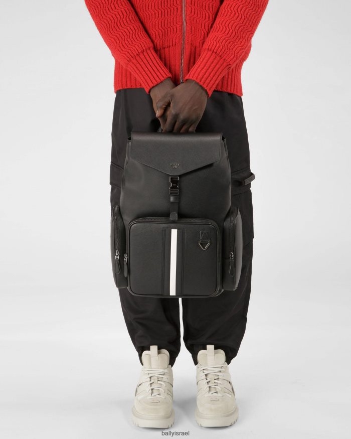 שָׁחוֹר Bally תיק גב מעור ממוחזר מקסי גברים אביזרים AS12D276