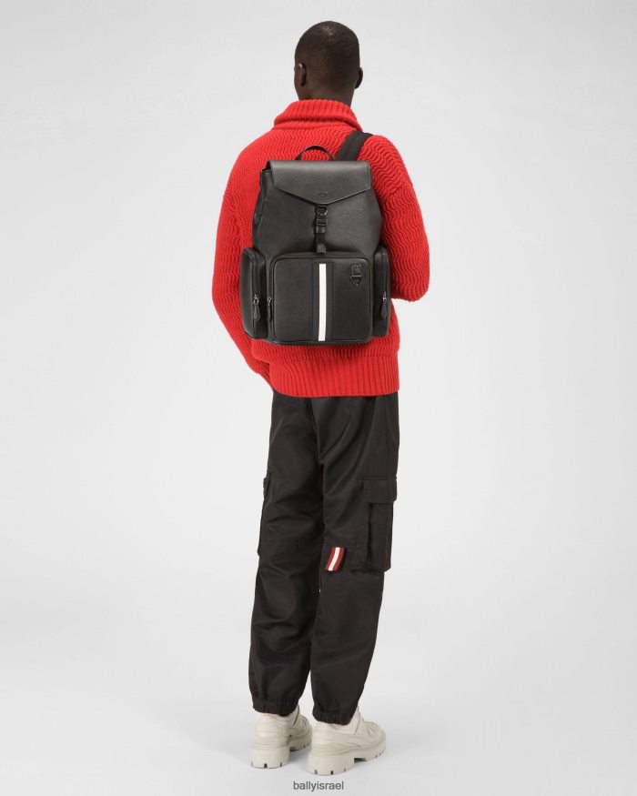 שָׁחוֹר Bally תיק גב מעור ממוחזר מקסי גברים אביזרים AS12D276