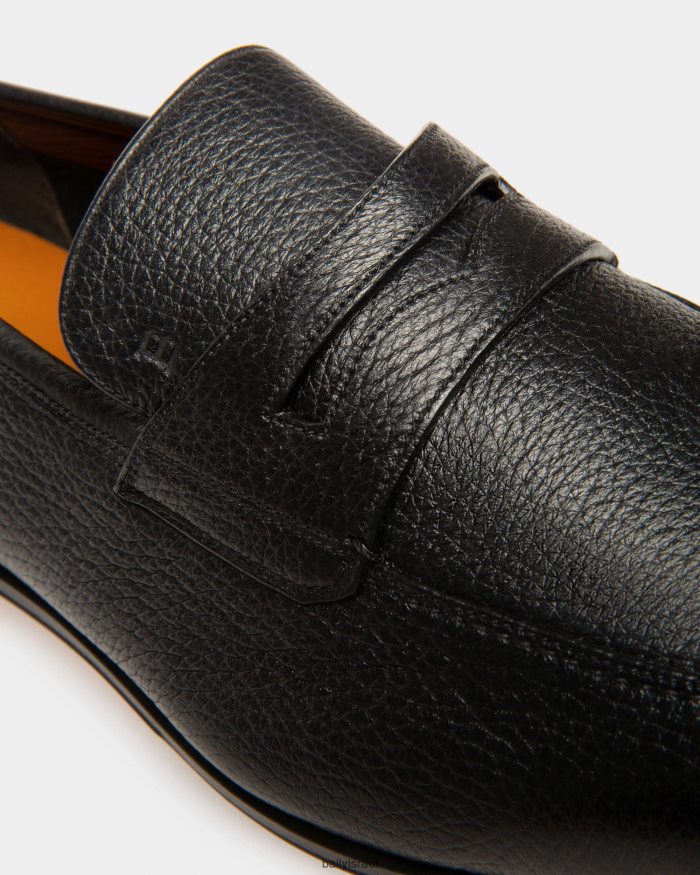 שָׁחוֹר Bally לולאה פרוטה מעור צבי עם גרגירים גברים הַנעָלָה AS12D288